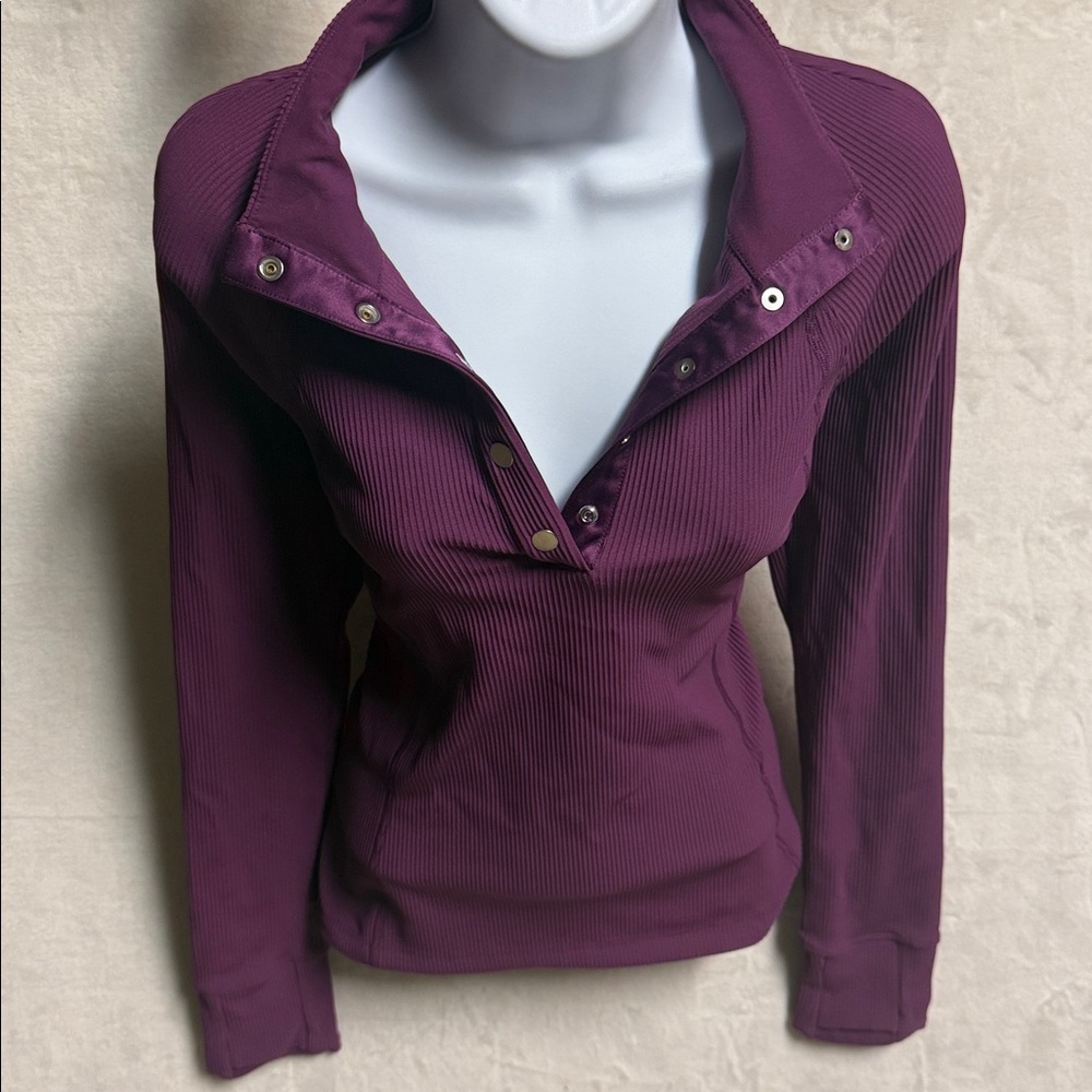 Athleta Purple Fitted Long Sleeve Polo Top